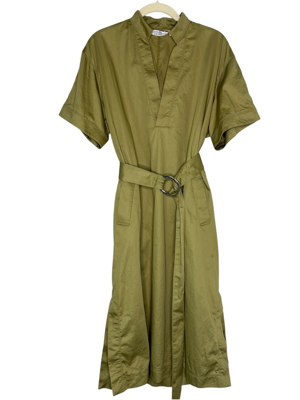 Shirt Dress & Other Stories Olive Green Midi with Ring-Belt Size 4 Fall
